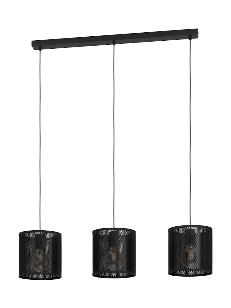 Eglo Black Manby Industrial Steel 3 Light Pendant Ceiling Light - Image 2 of 4