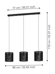 Eglo Black Manby Industrial Steel 3 Light Pendant Ceiling Light - Image 4 of 4