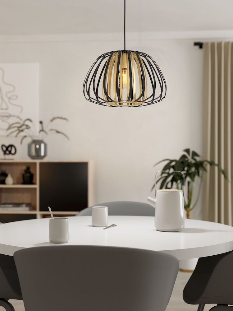 Eglo Black Encinitos Modern Caged Style Pendant Ceiling Light - Image 1 of 4