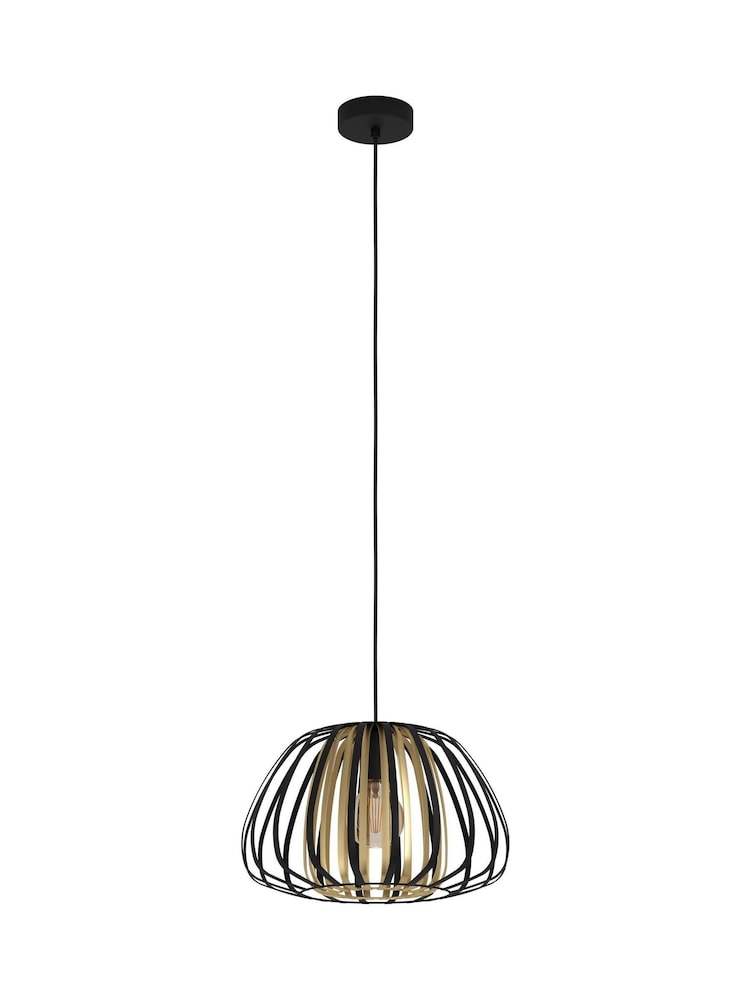 Eglo Black Encinitos Modern Caged Style Pendant Ceiling Light - Image 2 of 4