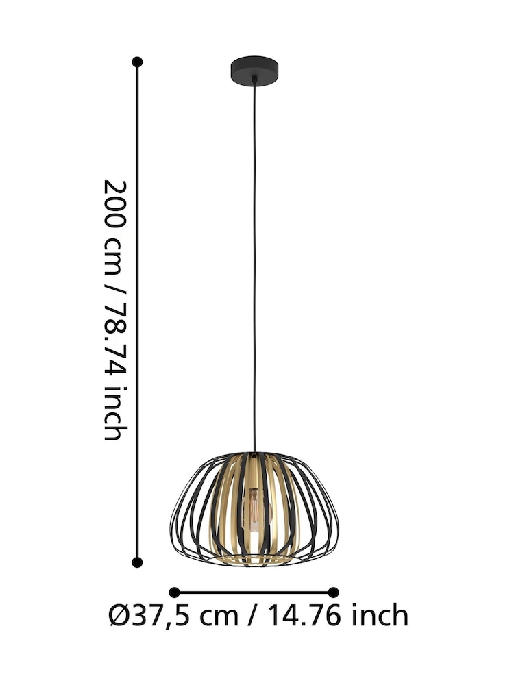 Eglo Black Encinitos Modern Caged Style Pendant Ceiling Light - Image 4 of 4