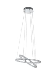 Eglo Chrome Varrazo Crystal Effect Glass Steel Pendant Ceiling Light - Image 2 of 4