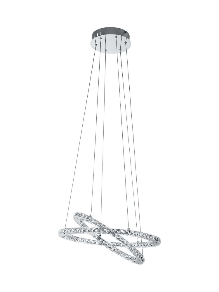 Eglo Chrome Varrazo Crystal Effect Glass Steel Pendant Ceiling Light - Image 2 of 4