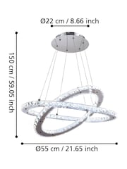 Eglo Chrome Varrazo Crystal Effect Glass Steel Pendant Ceiling Light - Image 4 of 4