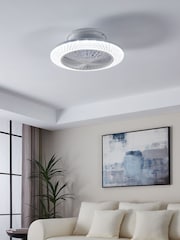 Eglo White Malinska Crystal Effect Ceiling Fan with Integrated LED - Image 1 of 5