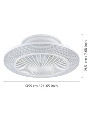 Eglo White Malinska Crystal Effect Ceiling Fan with Integrated LED - Image 5 of 5
