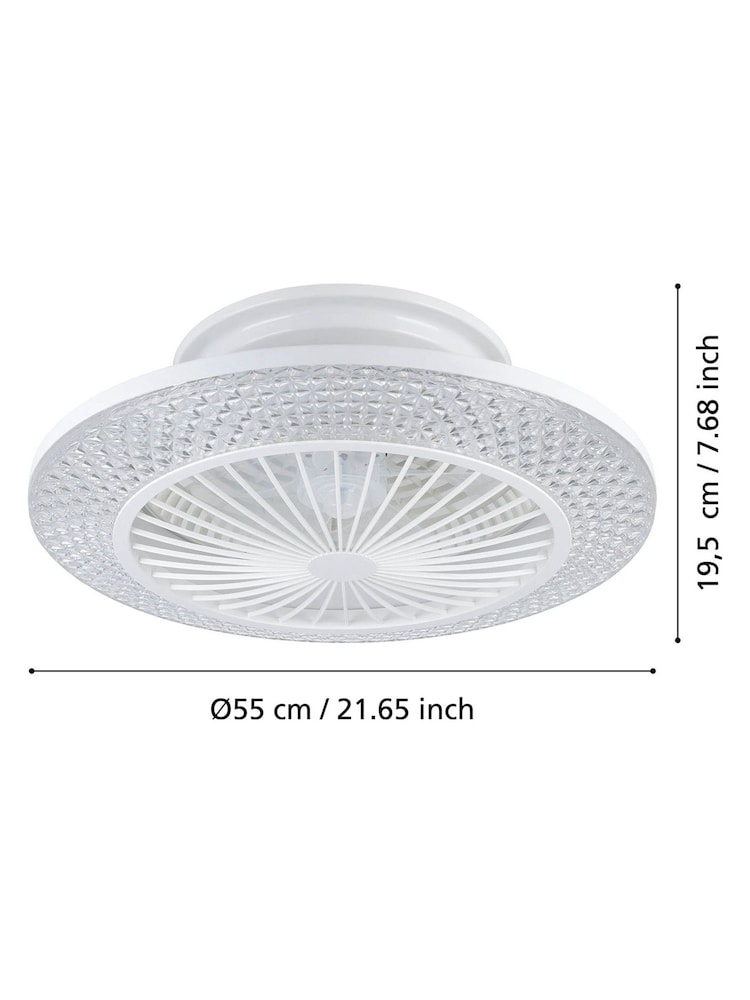 Eglo White Malinska Crystal Effect Ceiling Fan with Integrated LED - Image 5 of 5