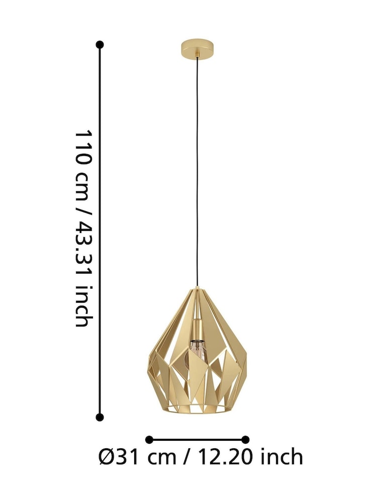 Eglo Gold Carlton Single Pendant Ceiling Light Light - Image 4 of 4 Eglo Gold Carlton Single Pendant Ceiling Light Light - Image 4 of 4