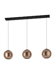 Eglo Black Cordoba Spherical Glass Steel Three Light Pendant Ceiling Light - Image 2 of 4