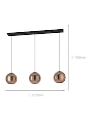 Eglo Black Cordoba Spherical Glass Steel Three Light Pendant Ceiling Light - Image 4 of 4