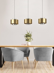 Eglo Black Duglia Brass Metal Three Light Pendant Ceiling Light - Image 1 of 4