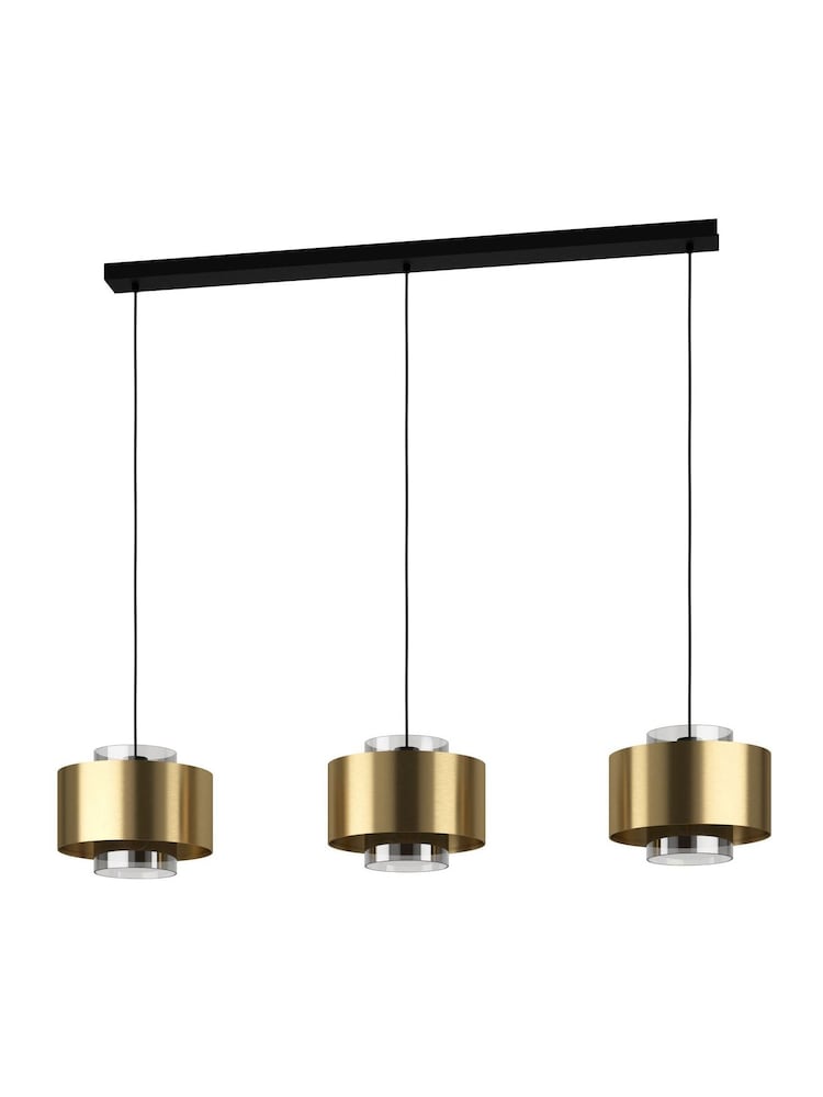 Eglo Black Duglia Brass Metal Three Light Pendant Ceiling Light - Image 2 of 4