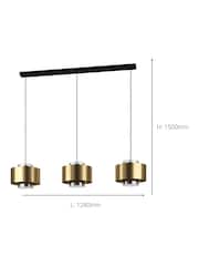 Eglo Black Duglia Brass Metal Three Light Pendant Ceiling Light - Image 4 of 4