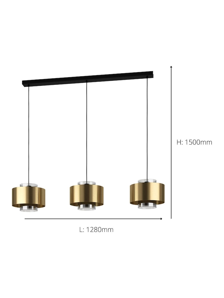 Eglo Black Duglia Brass Metal Three Light Pendant Ceiling Light - Image 4 of 4