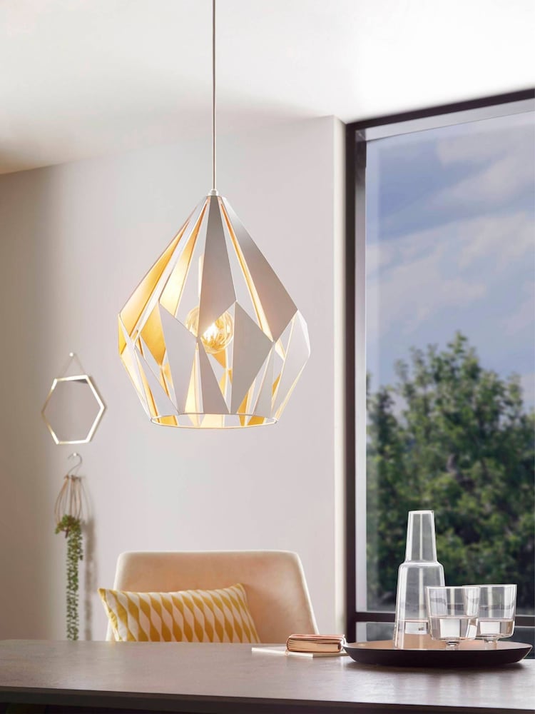 Eglo White Carlton 1 Single Pendant Ceiling Light - Image 1 of 4