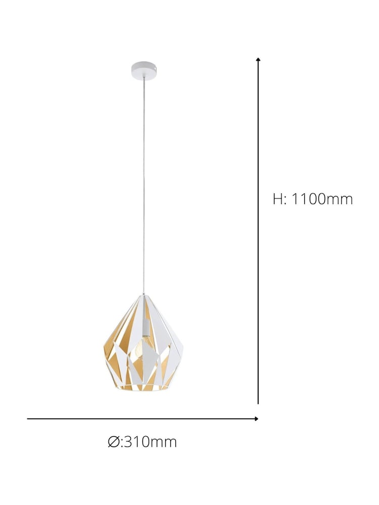 Eglo White Carlton 1 Single Pendant Ceiling Light - Image 4 of 4