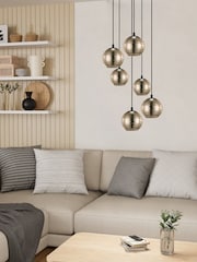 Eglo Black Lemorieta Steel Vaporised Glass Pendant Ceiling Light - Image 1 of 4