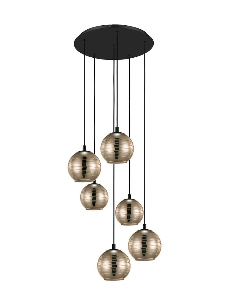 Eglo Black Lemorieta Steel Vaporised Glass Pendant Ceiling Light - Image 2 of 4