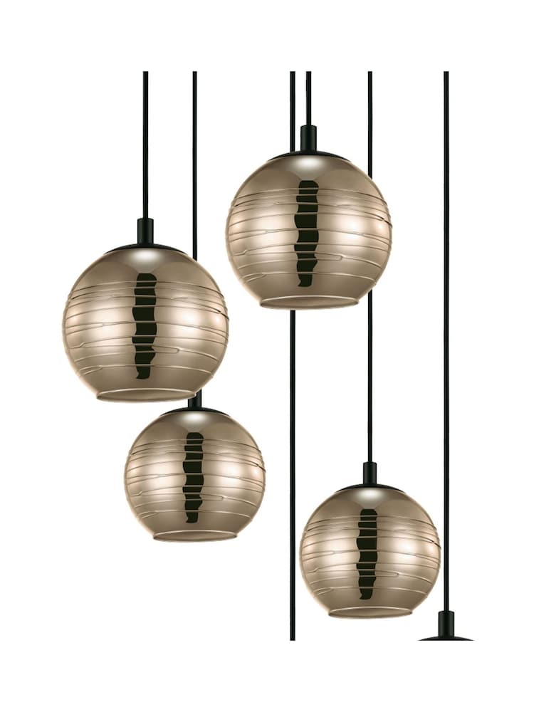 Eglo Black Lemorieta Steel Vaporised Glass Pendant Ceiling Light - Image 3 of 4