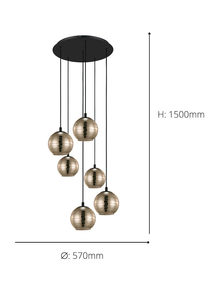 Eglo Black Lemorieta Steel Vaporised Glass Pendant Ceiling Light - Image 4 of 4