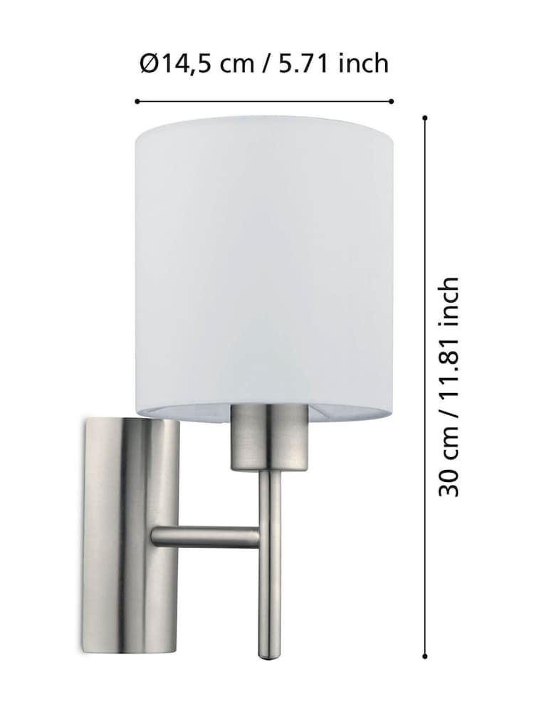 Aplique de pared de tela y acero con interruptor Pasteri de Eglo - Imagen 5 de 5 Aplique de pared de tela y acero con interruptor Pasteri de Eglo - Imagen 5 de 5