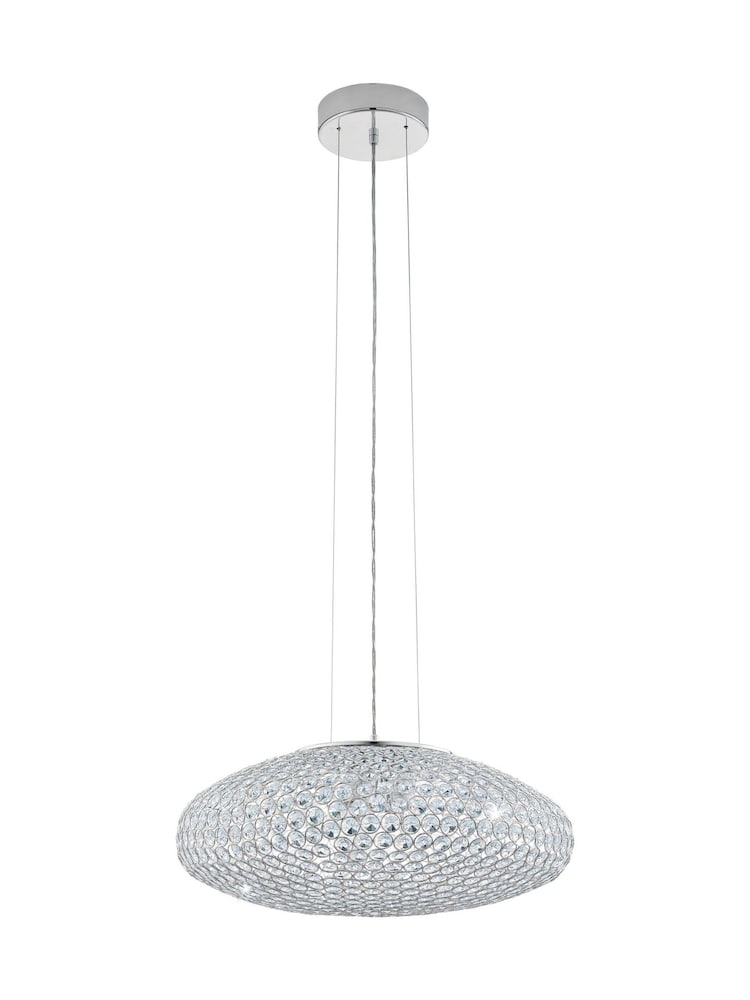 Eglo Chrome Clemente Crystal Inspired Glass  Steel Pendant Ceiling Light - Image 2 of 4
