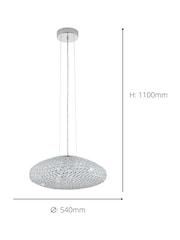 Eglo Chrome Clemente Crystal Inspired Glass  Steel Pendant Ceiling Light - Image 4 of 4