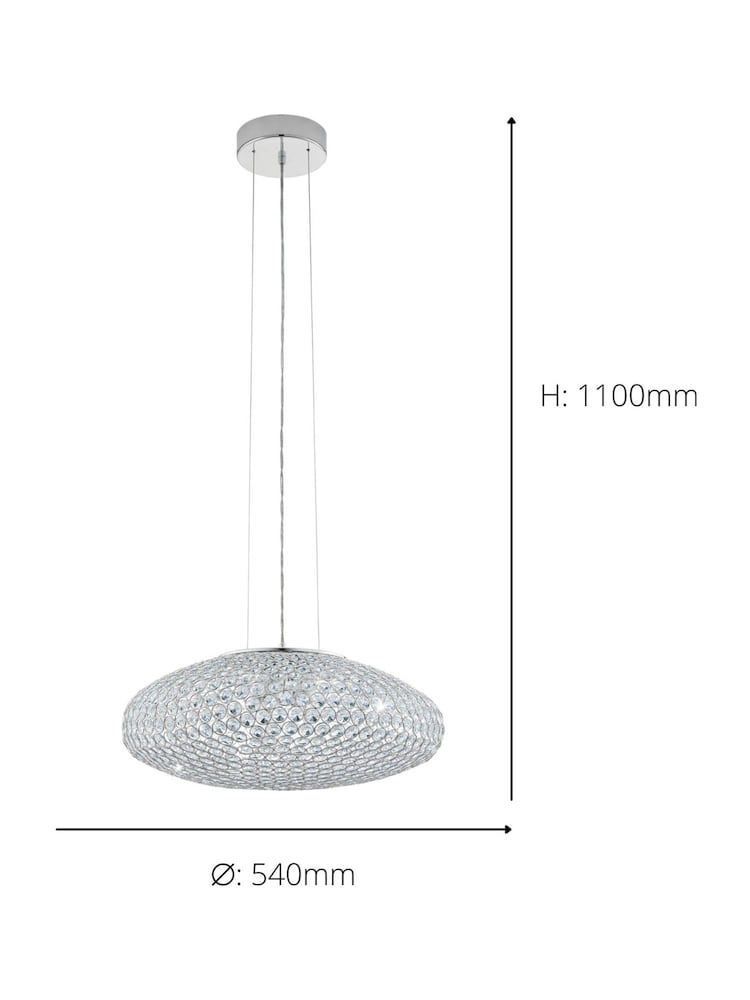 Eglo Clemente Crystal Inspired Glass Steel Pendant Ceiling Light - Imagen 4 de 4 Eglo Clemente Crystal Inspired Glass Steel Pendant Ceiling Light - Imagen 4 de 4