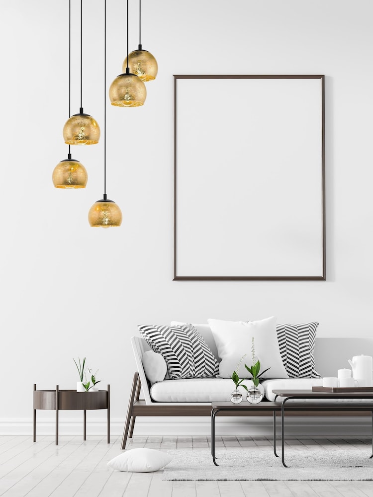 Eglo Black Albaraccin Spherical Glass  Steel 5 Light Pendant Ceiling Light - Image 1 of 4