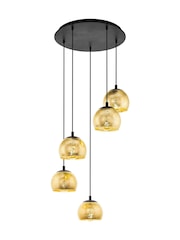 Eglo Black Albaraccin Spherical Glass  Steel 5 Light Pendant Ceiling Light - Image 2 of 4