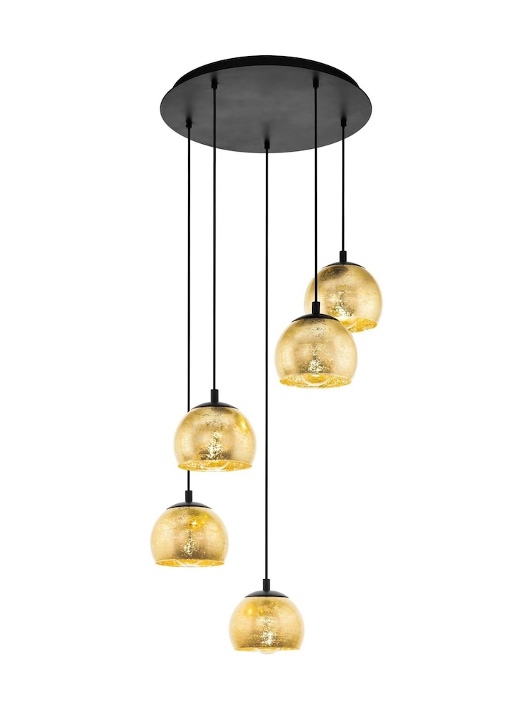 Eglo Black Albaraccin Spherical Glass  Steel 5 Light Pendant Ceiling Light - Image 2 of 4