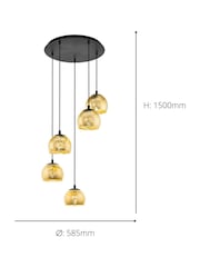 Eglo Black Albaraccin Spherical Glass  Steel 5 Light Pendant Ceiling Light - Image 4 of 4