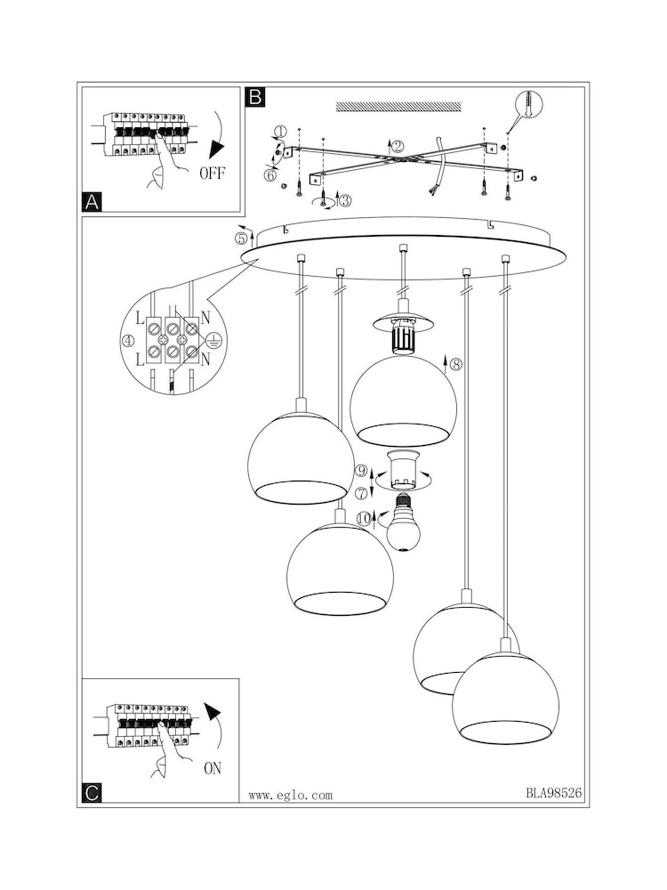 Eglo Albaraccin sfærisk glass stål 5 lys taklampe med pendel - Bilde 5 av 5 Eglo Albaraccin sfærisk glass stål 5 lys taklampe med pendel - Bilde 5 av 5