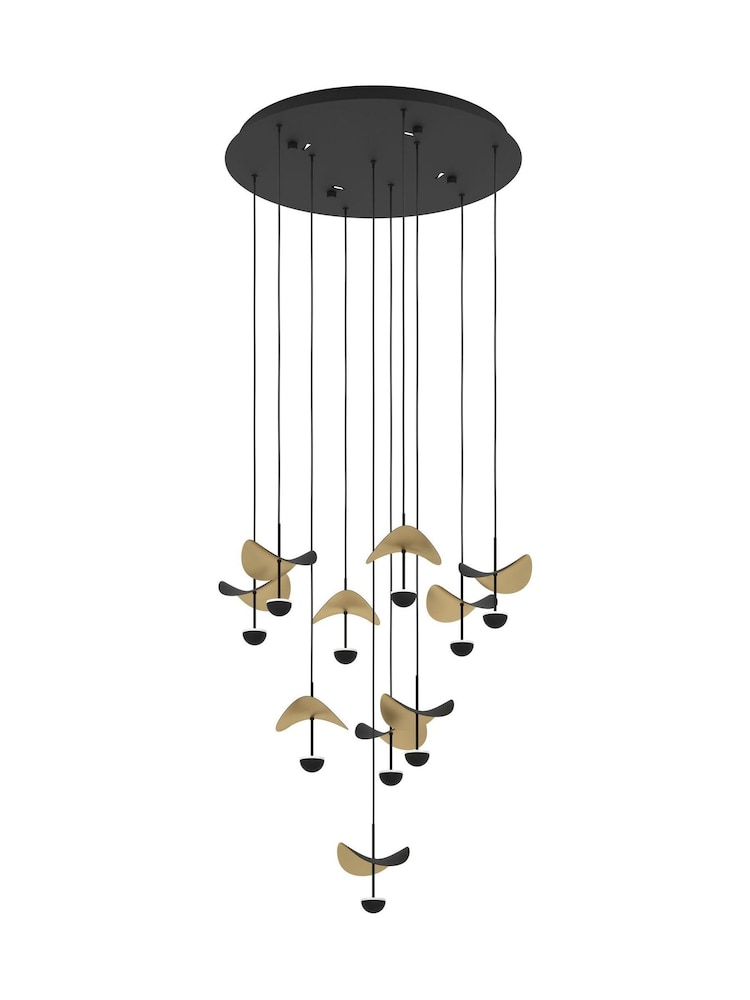 Eglo Black Dracera LED Leaves Inspired Steel Pendant Ceiling Light - Image 2 of 4