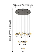 Eglo Black Dracera LED Leaves Inspired Steel Pendant Ceiling Light - Image 4 of 4