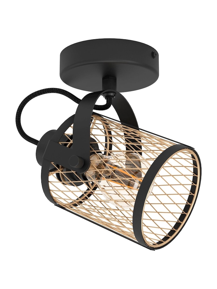 Eglo Black Dellow Lattice Style Adjustable Wall Or Ceiling Spotlight - Image 2 of 4 Eglo Black Dellow Lattice Style Adjustable Wall Or Ceiling Spotlight - Image 2 of 4