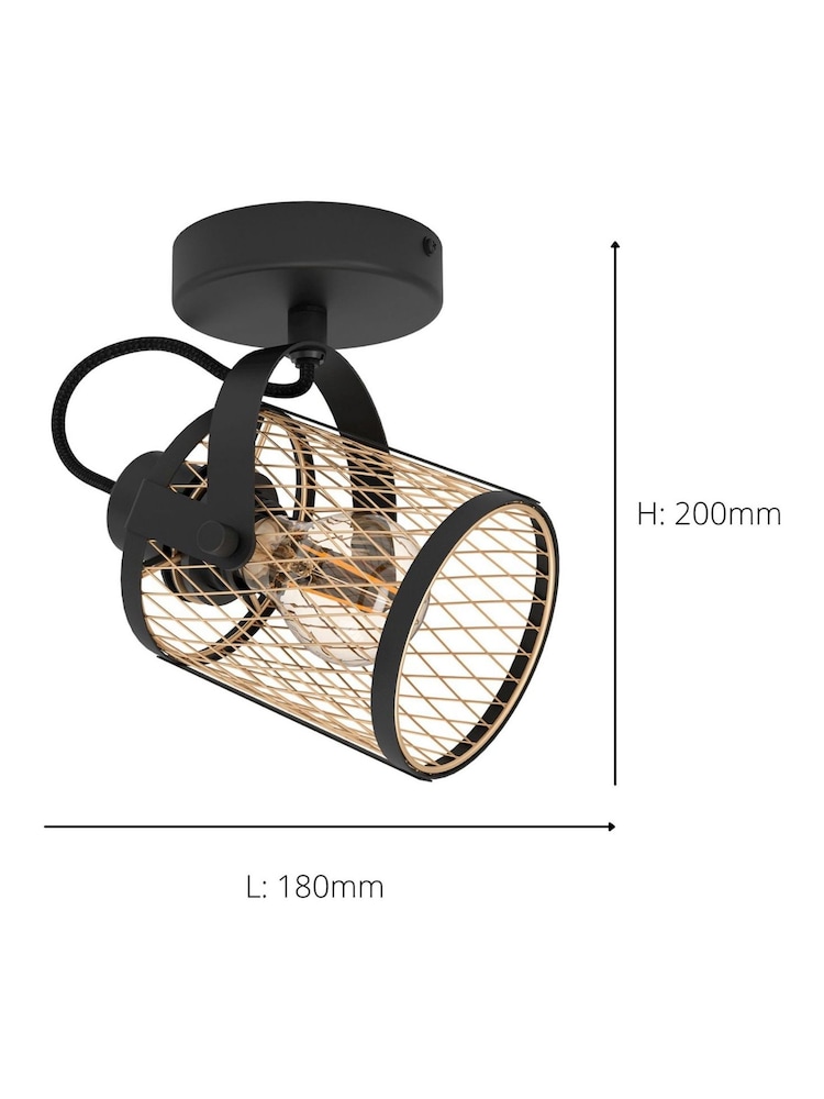 Eglo Black Dellow Lattice Style Adjustable Wall Or Ceiling Spotlight - Image 4 of 4 Eglo Black Dellow Lattice Style Adjustable Wall Or Ceiling Spotlight - Image 4 of 4