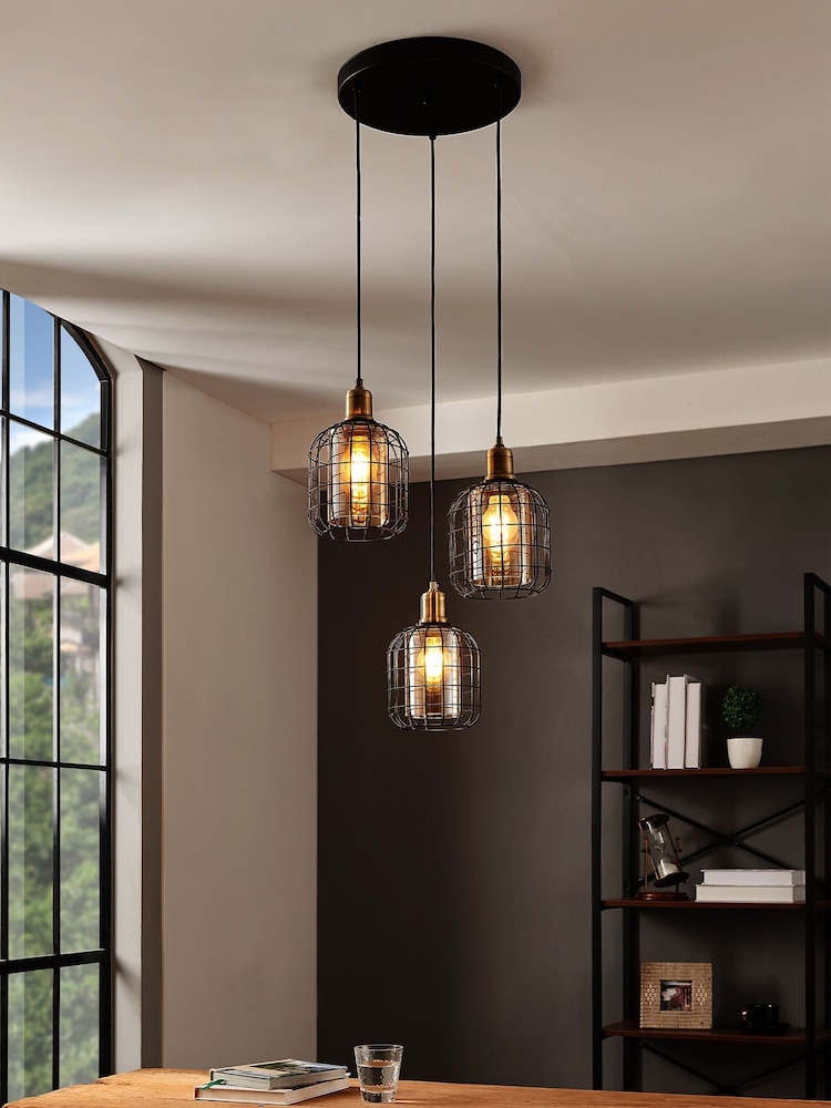 Eglo Bronze Chisle Metal And Glass 3 Light Pendant Ceiling Light - Image 1 of 5