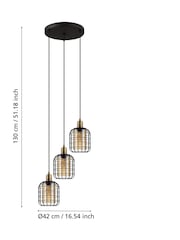 Eglo Bronze Chisle Metal And Glass 3 Light Pendant Ceiling Light - Image 5 of 5