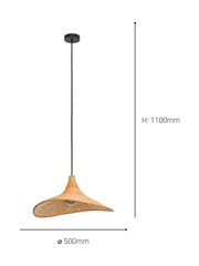 Lámpara de techo colgante contemporánea de mimbre natural Haxey de Eglo - Imagen 4 de 4
