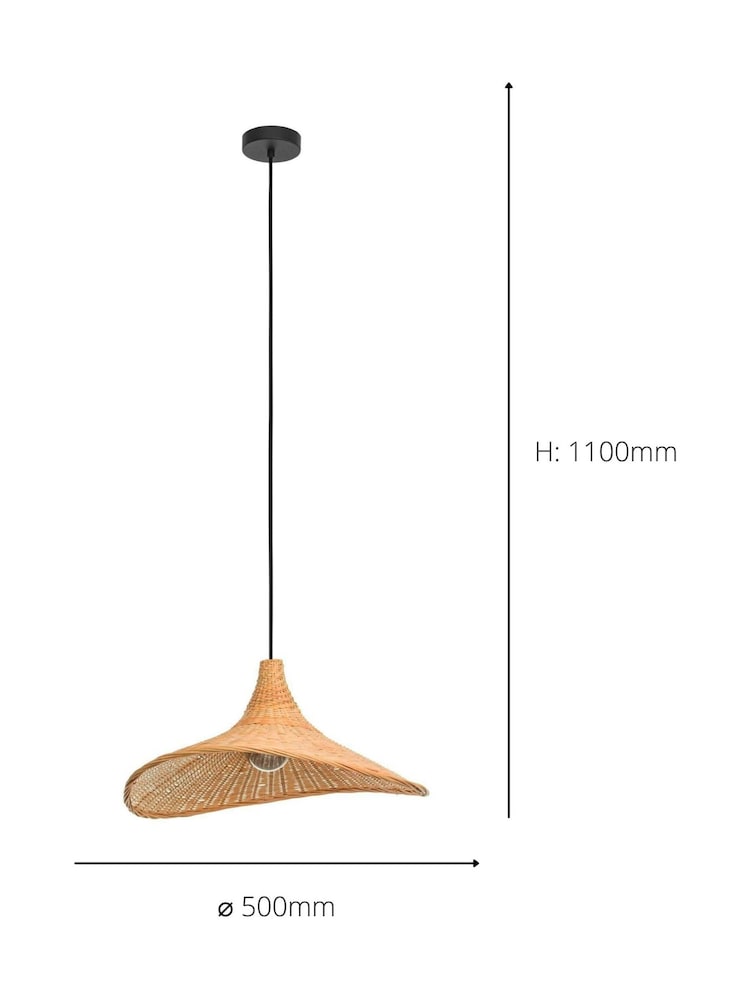 Lámpara de techo colgante contemporánea de mimbre natural Haxey de Eglo - Imagen 4 de 4