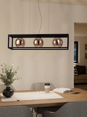 Eglo Black Cordoba Spherical Glass and Steel Enclosure Pendant Ceiling Light - Image 1 of 3