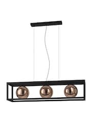 Eglo Black Cordoba Spherical Glass and Steel Enclosure Pendant Ceiling Light - Image 2 of 3