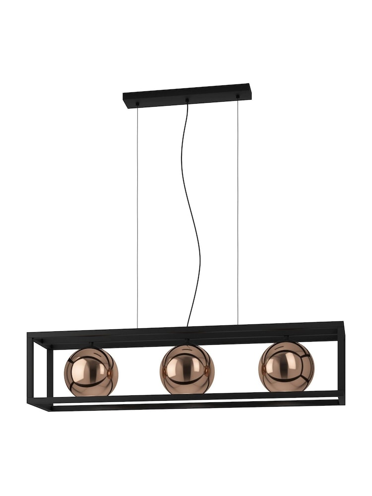 Eglo Black Cordoba Spherical Glass and Steel Enclosure Pendant Ceiling Light - Image 2 of 3