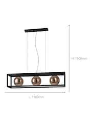 Eglo Black Cordoba Spherical Glass and Steel Enclosure Pendant Ceiling Light - Image 3 of 3