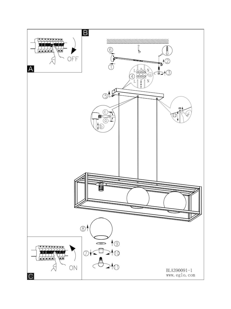 Lampă de tavan pandantiv din sticlă și oțel sferică Eglo Cordoba - Imaginea 5 din 5
