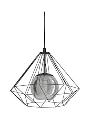 Eglo Black Vernham Smoked Glass & Steel Pendant Ceiling Light - Image 3 of 4
