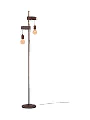 Eglo Antique Brown Townshend 4 Industrial Wood And Steel Floor Light - Image 2 of 4