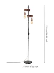 Eglo Antique Brown Townshend 4 Industrial Wood And Steel Floor Light - Image 4 of 4