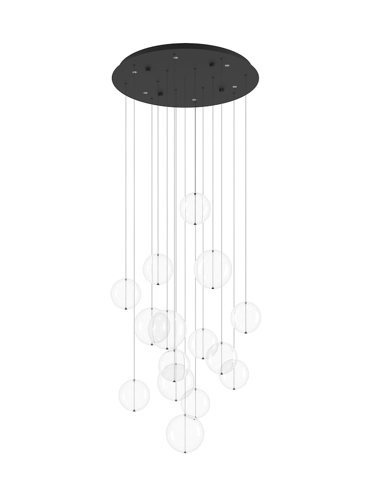 Eglo Black Espardello LED Clear Glass 15 Bubble Spheres Pendant Ceiling Light - Image 2 of 4